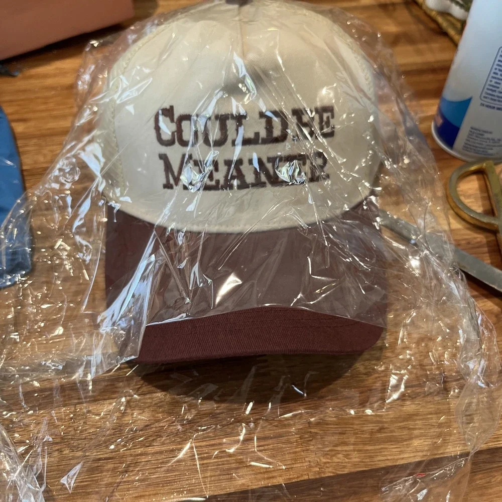 Could Be Meaner Trucker Hat Cream Burgundy Two Tone Baseball Cap